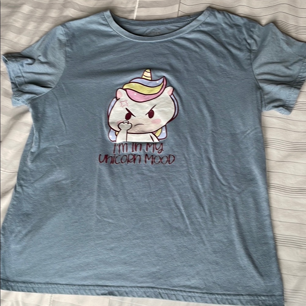 ✨5 for $20✨ Cute Blue Unicorn Mood T-Shirt